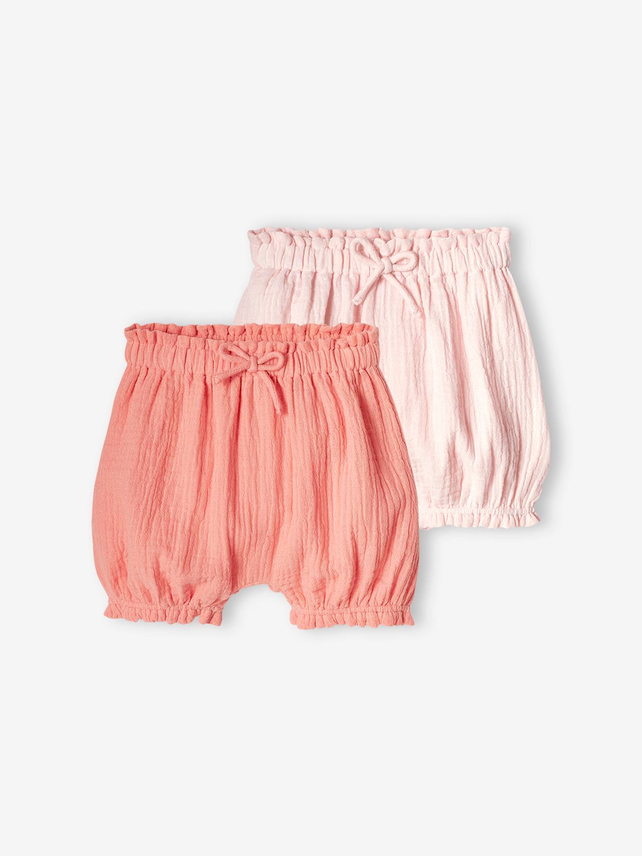 Lote com 2 calcinhas de chiffon de algodão coral para bebê