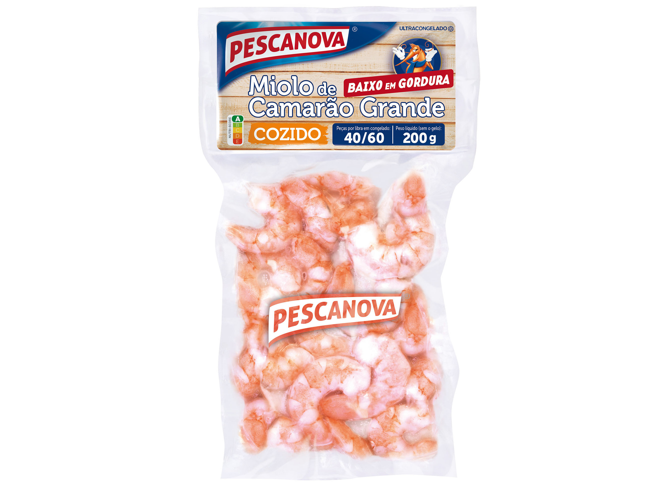 MIOLO DE CAMARÃO PESCANOVA GRANDE COZIDO 40-60 200G