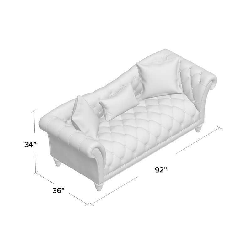 Haley 90.1&rdquo; Rolled Arm Chesterfield Sofa