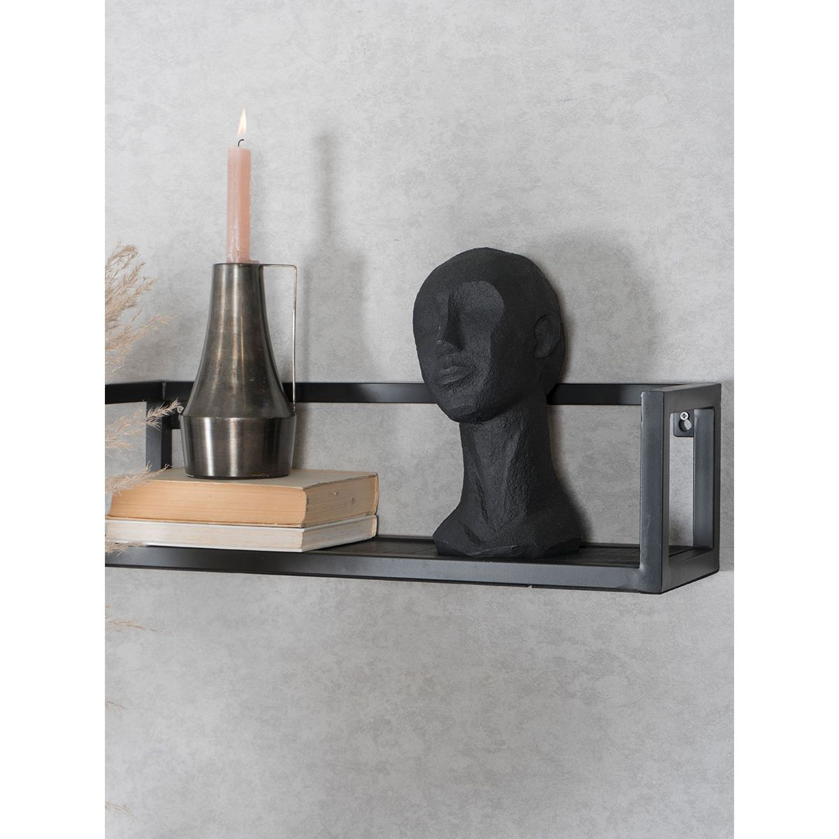 Wandplank Vintage Zwart Mangohout – Set van 2 Klein