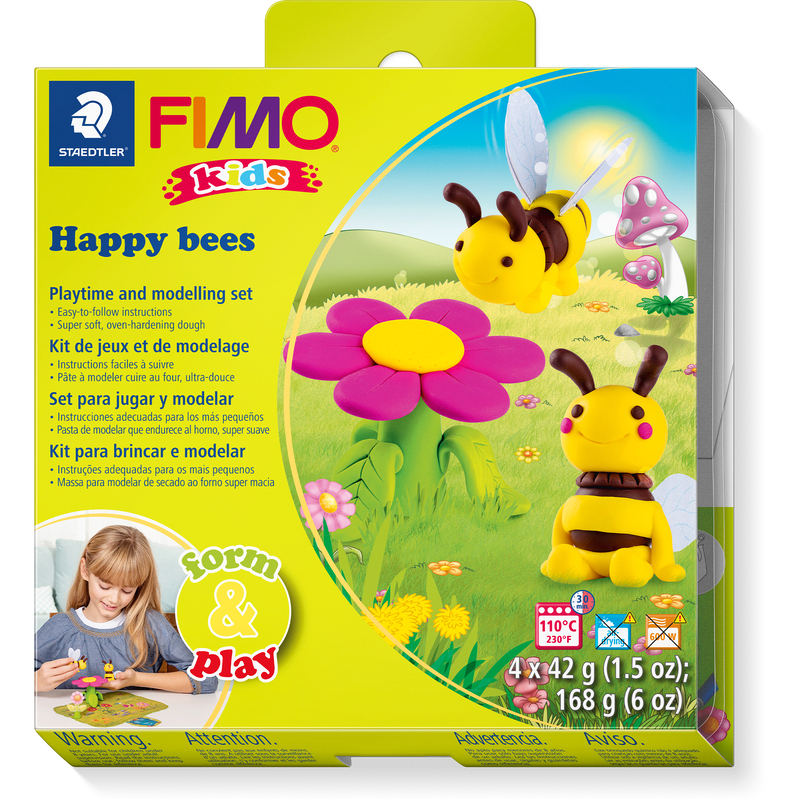 FIMO Kids form&play, Set Happy Bees, 4 x 42g