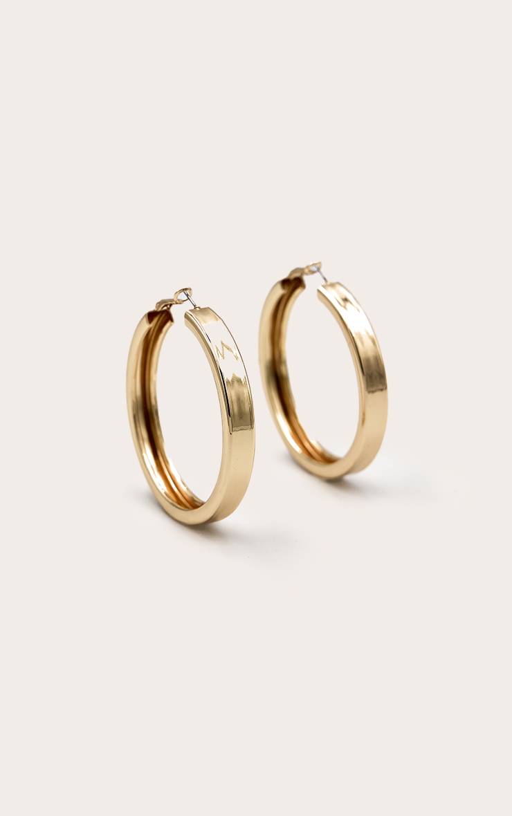 Doré Boucles D'oreilles Créoles Épaisses Et Imposantes