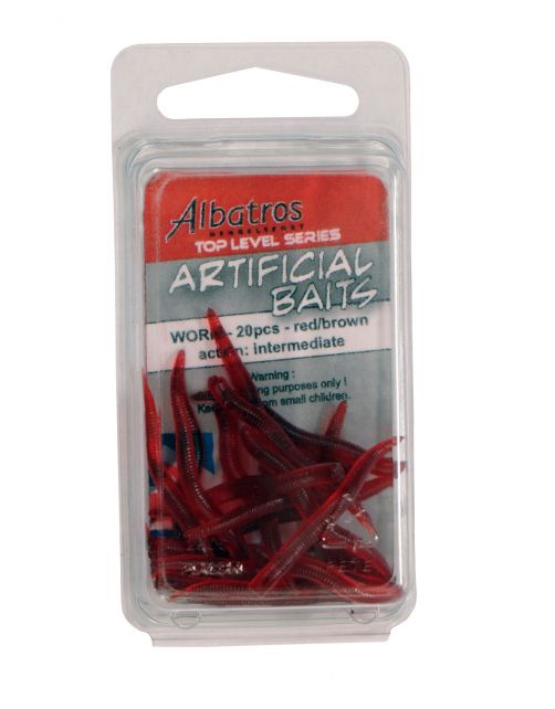 Albatros Artificial Worm - Baits - Rood Bruin 20 stuks