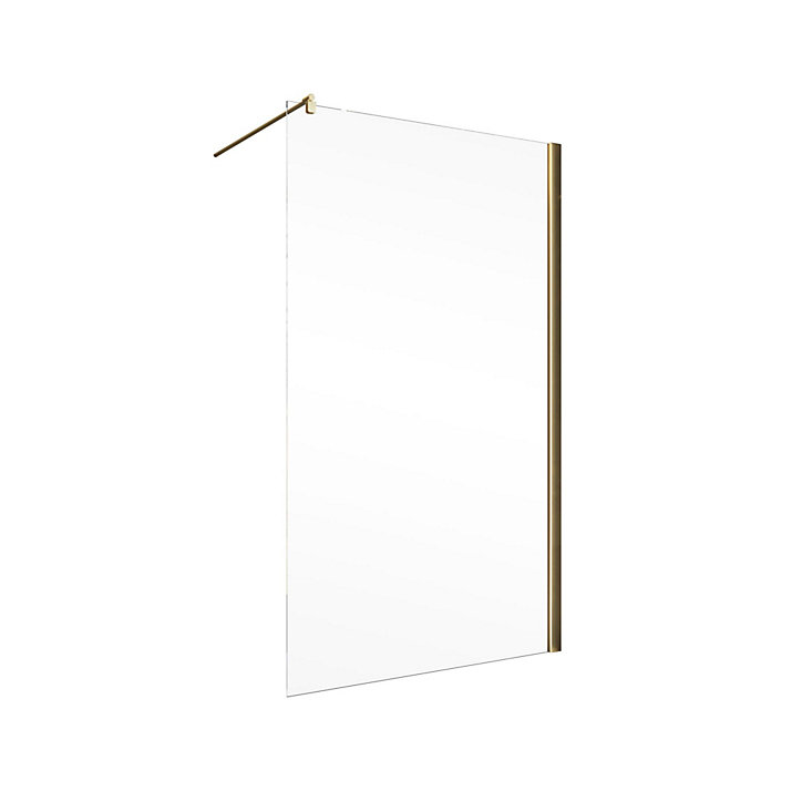 Paroi de douche à l'italienne 200 x 120 cm, verre transparent anticalcaire, profilé finition doré mat, Schulte NewStyle