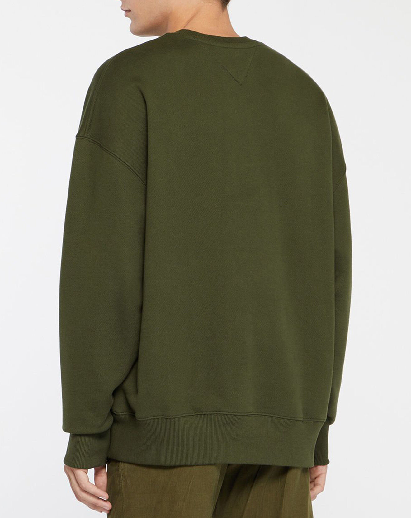 Tommy Jeans Sweat 100% Coton Bio Tjm Tommy Badge Crew kaki