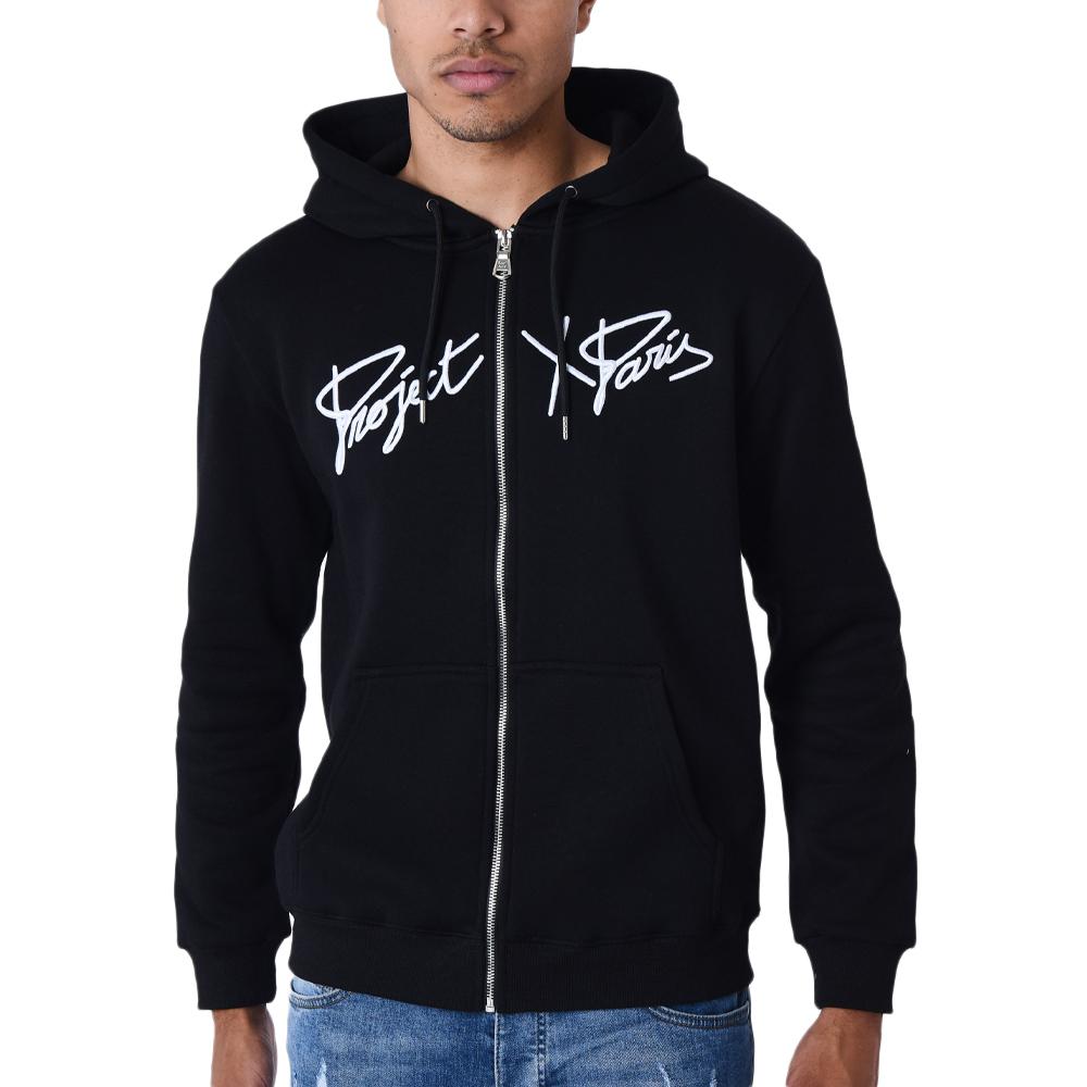 Project X Paris Sweat Zippé Noir Homme Project X Paris Broderie Origin