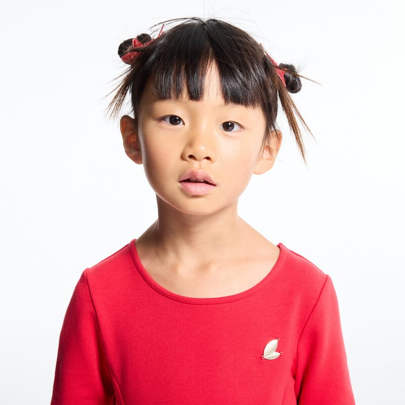 Robe unie en jersey milano rouge fille