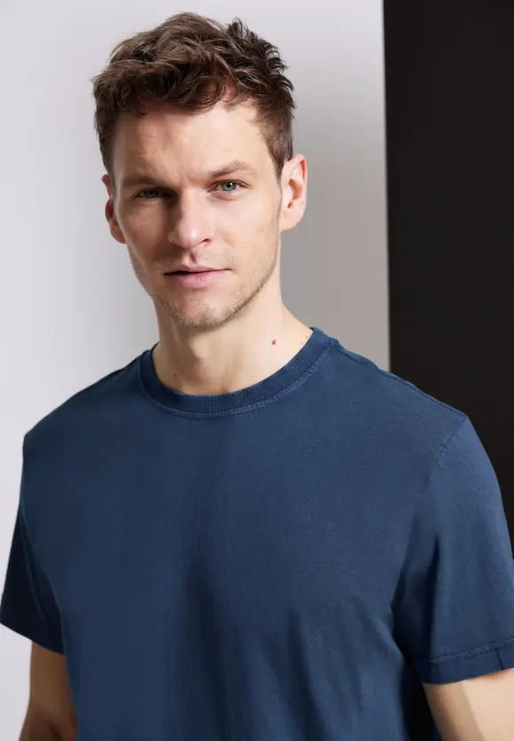 T-Shirt in gewaschener Optik - pacific blue