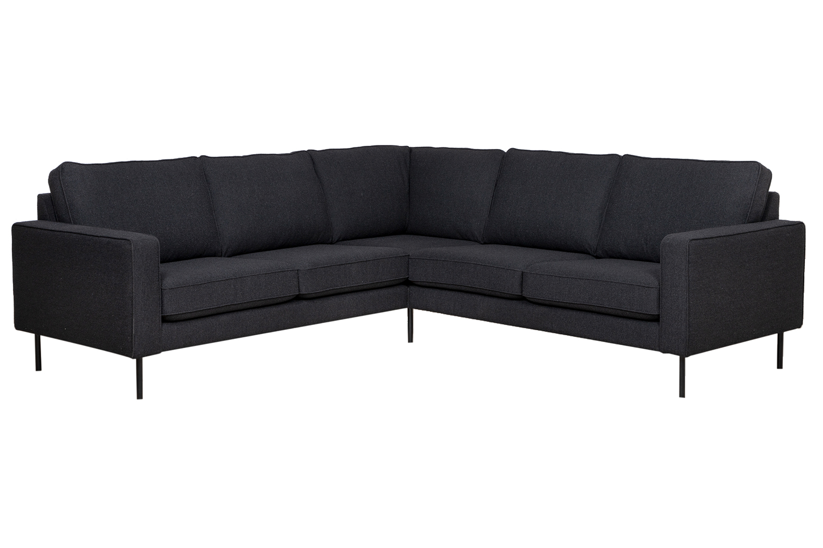 Westin hjørnesofa I tekstil Honor 24N8 sort med sorte ben.