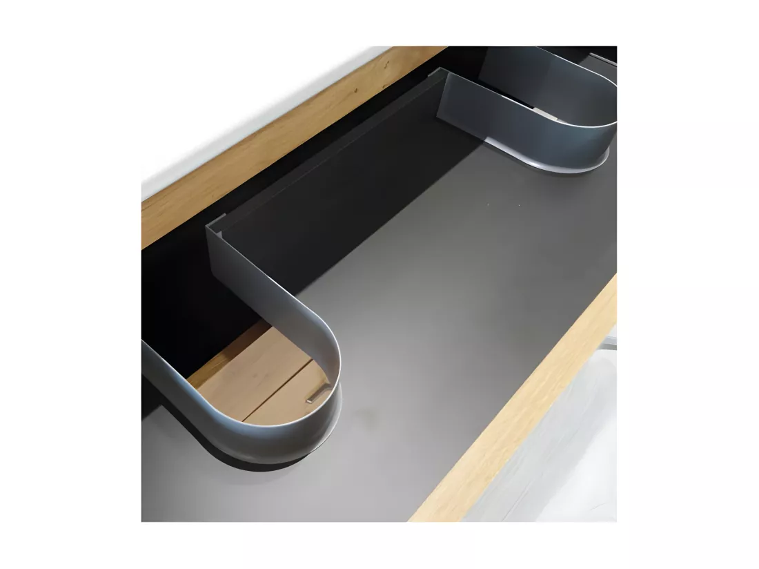 Meuble double vasque 3 tiroirs 120 cm Chêne Rustique - LANA - L 121.5 x l 47 x H 88 cm