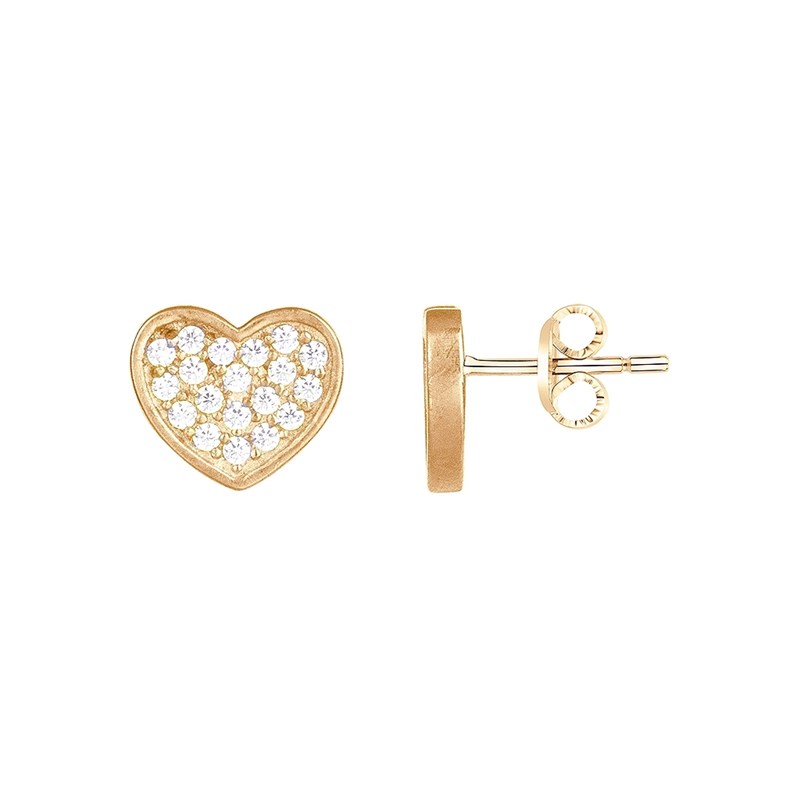 Boucles d'oreilles clous en Plaqué Or avec oxyde de zirconium blanc