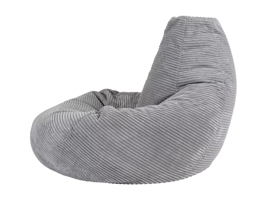 Pouf inclinable velours côtelé, gris - DALTON