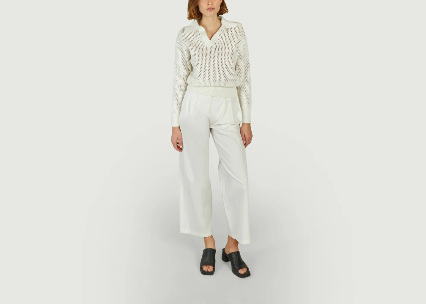 Pull en coton ajouré col polo Pabloni Suncoo