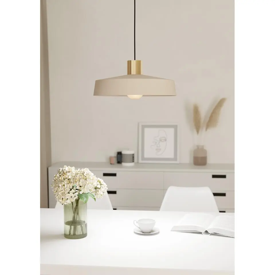 EGLO Valdiola Hanglamp - E27 - Ø 36 cm - Beige/Goud - Staal