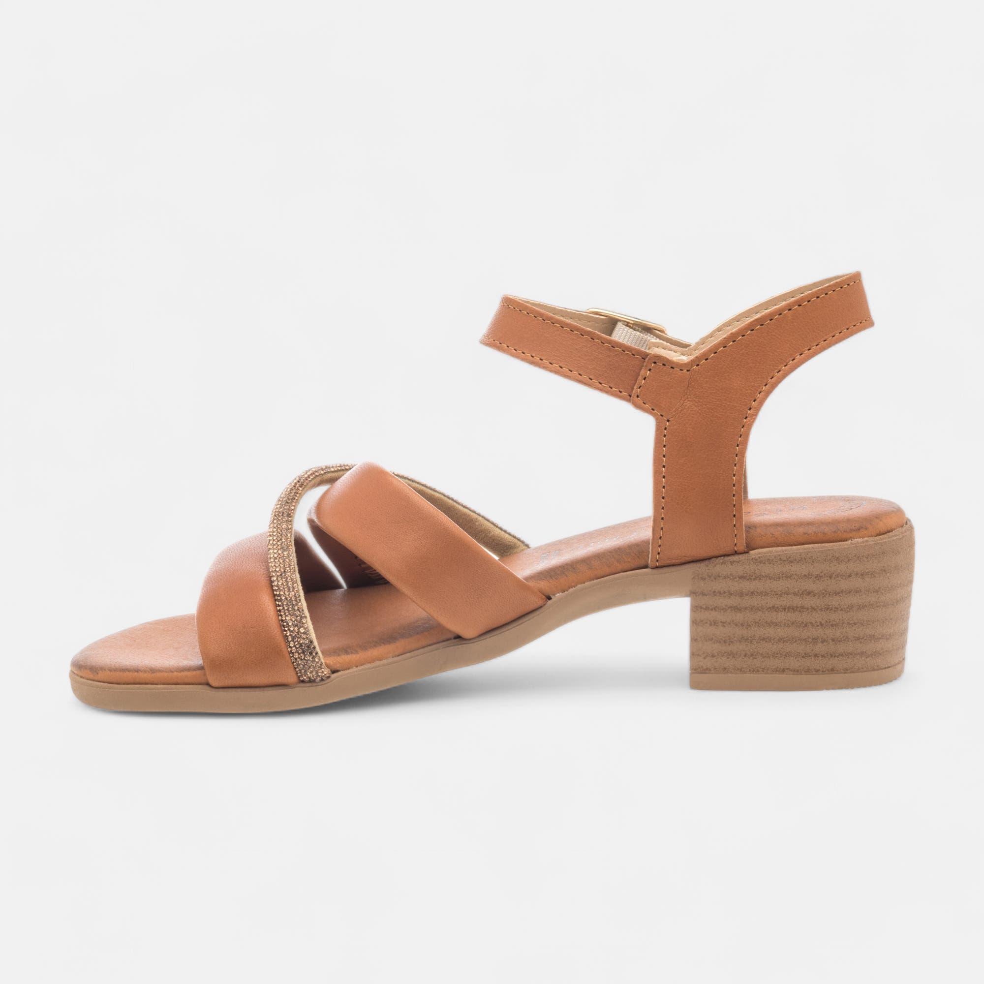 Nu-pieds Femme en cuir cognac