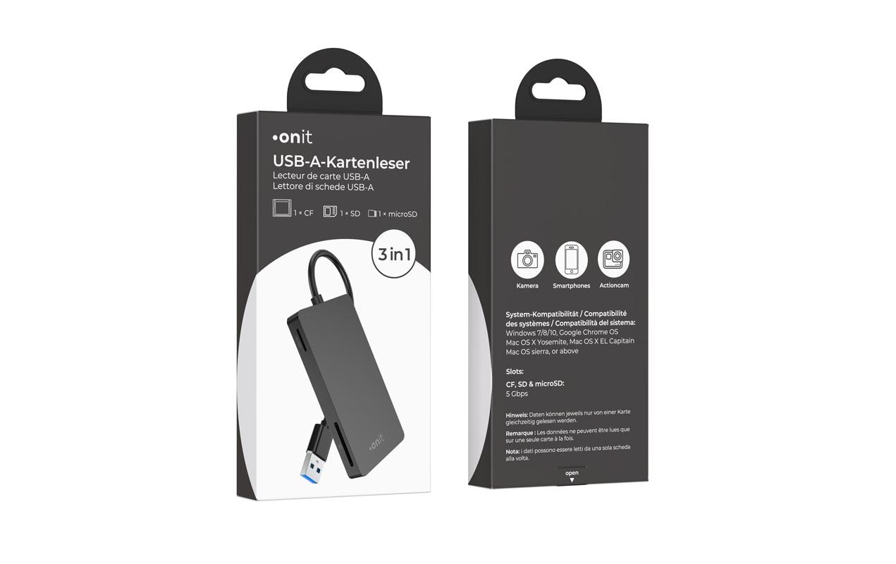 Card Reader Extern USB-A 3-in-1Speicherkartenleser mit drei Slots