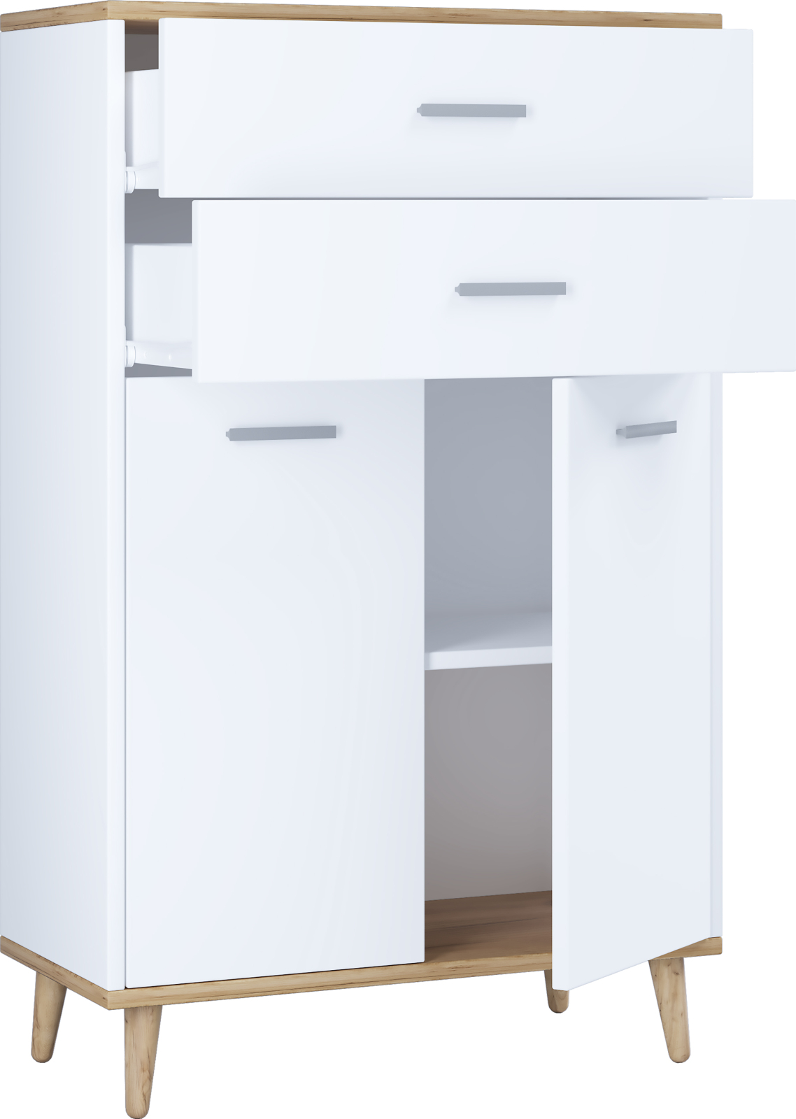 Highboard LINDAS - weiß - Honig Eiche - 60 cm breit