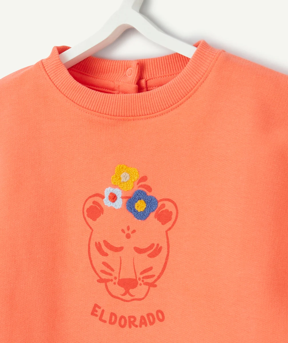 t-shirt manches courtes bébé fille en coton bio orange style poncho
