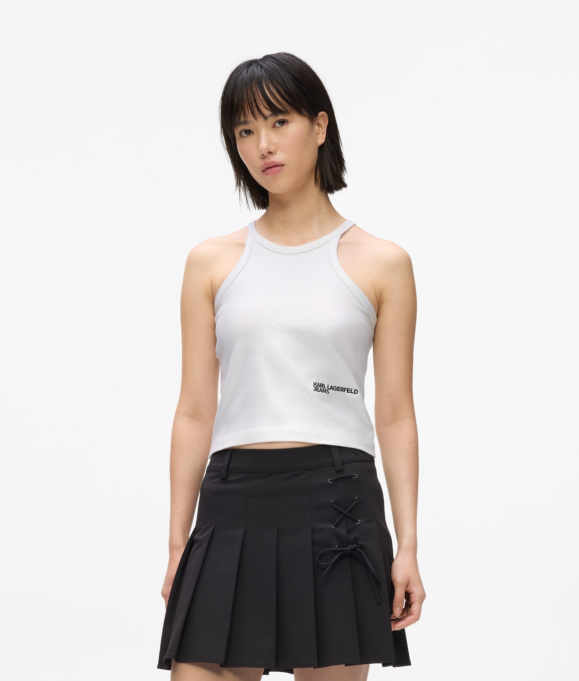 Gecoate geribbelde tanktop