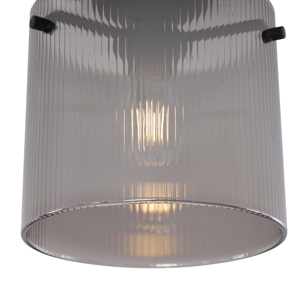 Art Deco plafondlamp zwart met smoke glas - Laura