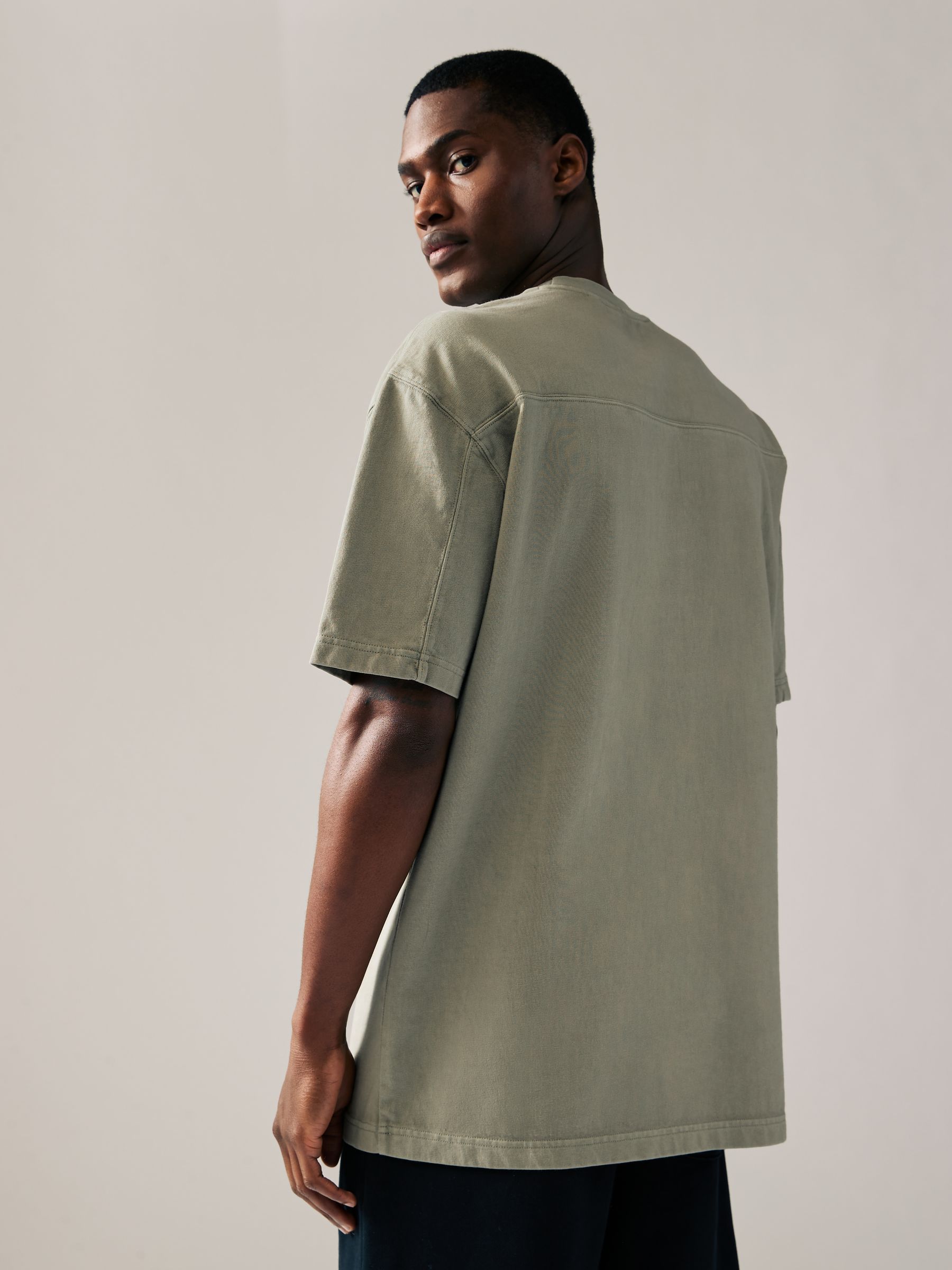 Antracietgrijs/Groen/Ecru geverfd - Relaxed fit - Verpakking van 3 T-shirts van zware stof