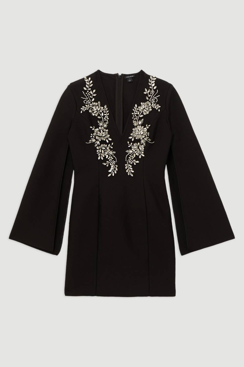 KarenMillen Robe Mini Moulante à Manches Cape et Ornements Style Bandage