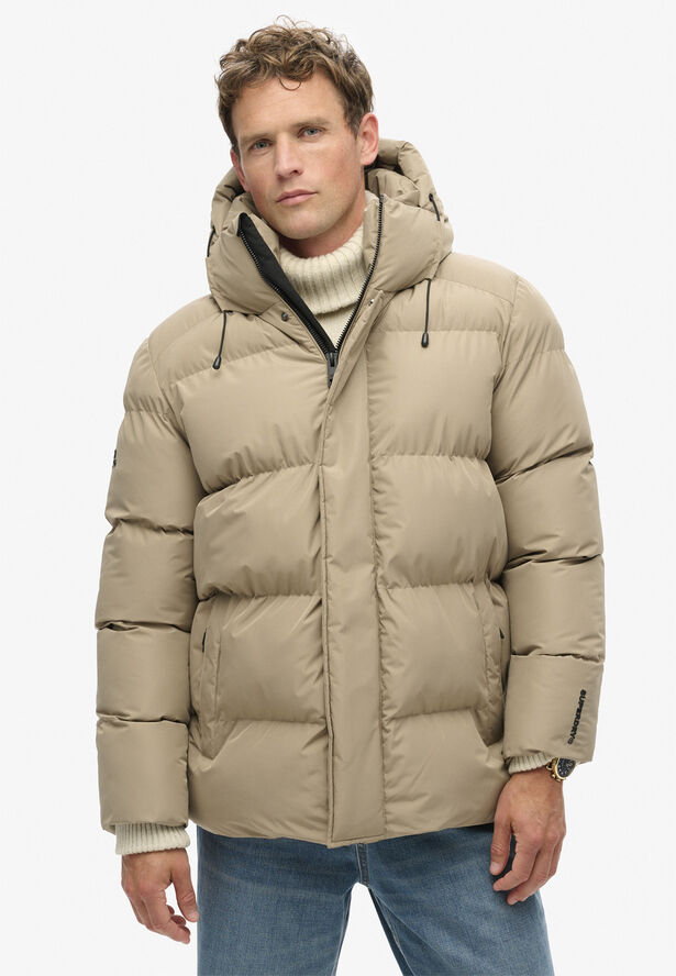 Superdry HOODED 5 BAFFLE SPORTS PUFFER Timber wolf brown