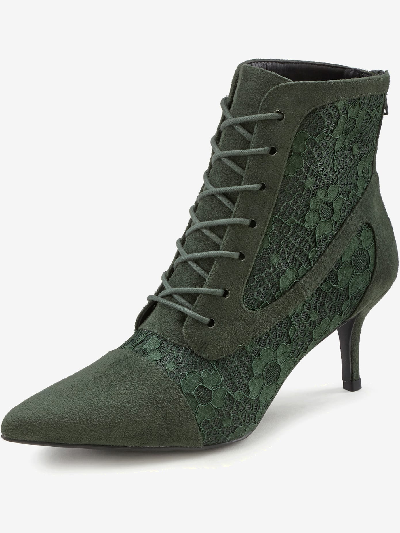 Bottines à lacets détails en dentelle tendance