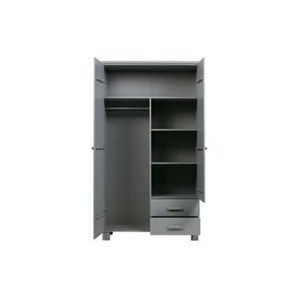 WOOOD Dennis Kast Met Laden - Grenen - Betongrijs - 202x111x55