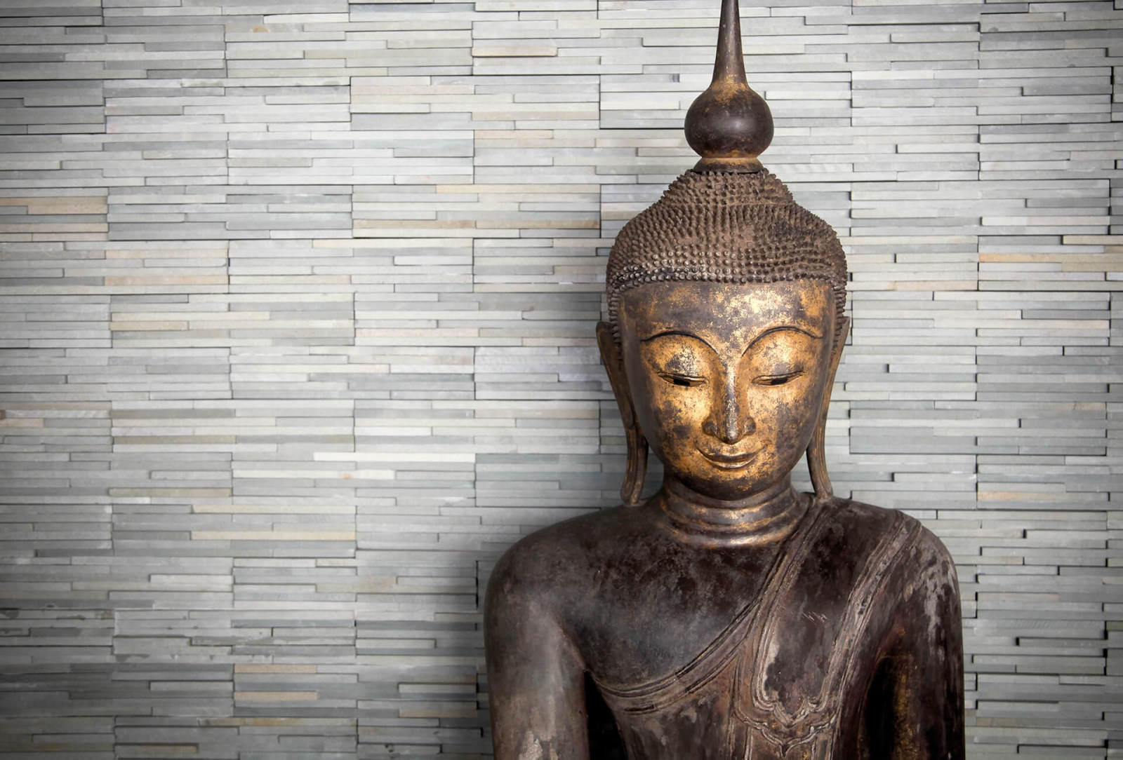 Fototapete DESIGNWALLS 2.0 - braun-grau - Buddha - 2,6 Meter