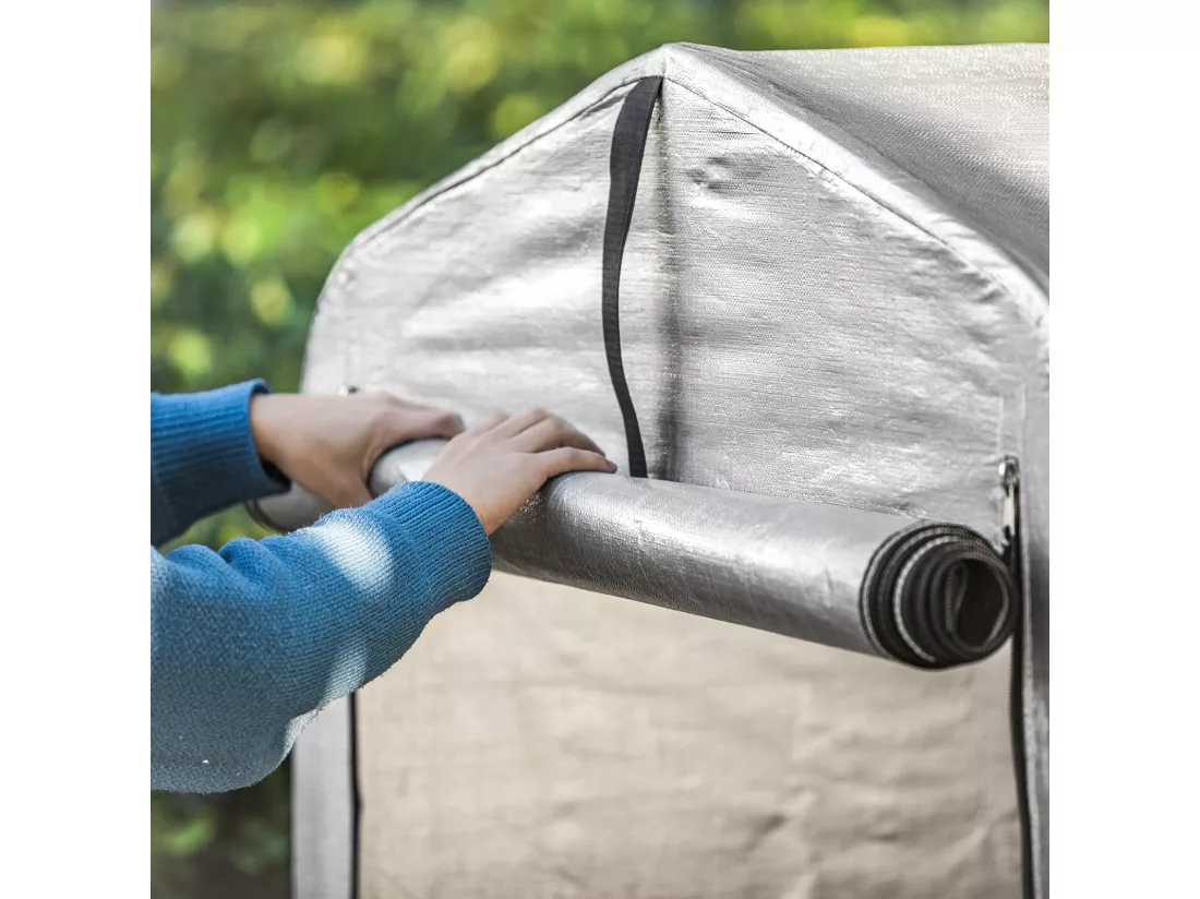 SoBuy Abri de Jardin Tente de Stockage Multifonctionnel Abri de Vélo Garage pour Extérieur en Couleur d’Argent, 120x176x163 cm, KLS11