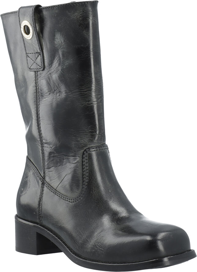 Cashott CASVILMA Pull On Mid Cut Boot Waxy Leather Black
