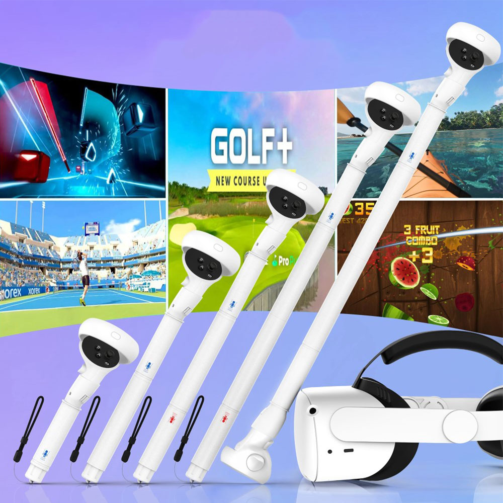 (2er Set) Meta Quest / Oculus Quest 2 Controller Silikon Grip verstellbare Griffverlängerung - Weiss
