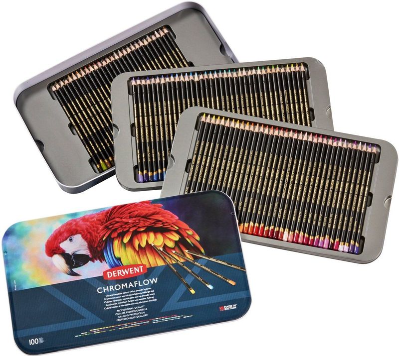 Derwent - Chromaflow - Kleurpotloden - Set van 100 - Metalen Blik - Professionele Kwaliteit