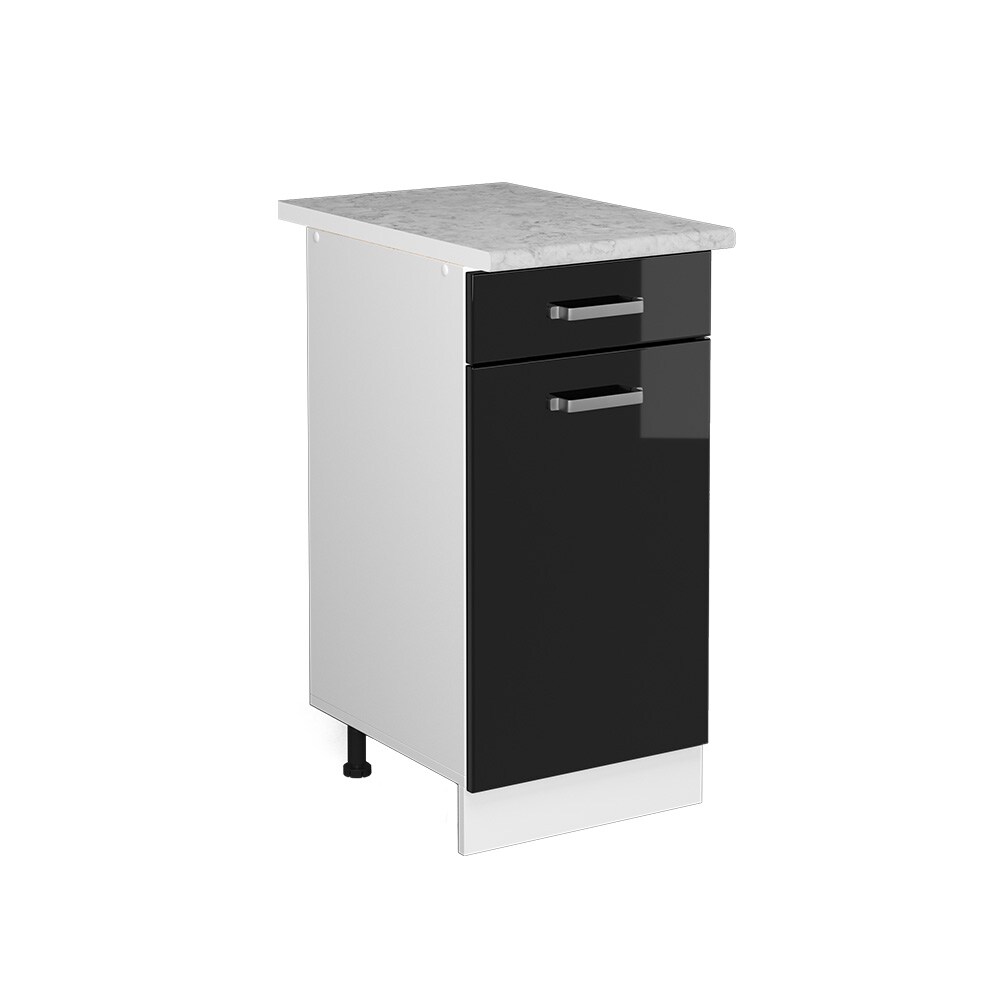 Vicco Schubunterschrank Küchenschrank R-Line Solid Weiß Schwarz 40 cm modern Arbeitsplatte