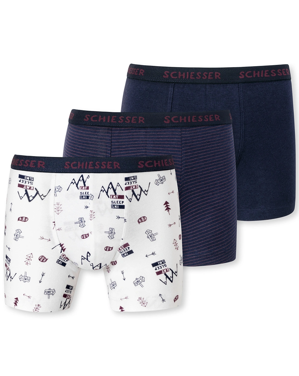 Boxershorts NATURALE LOVE 3er-Pack in blau/weiß