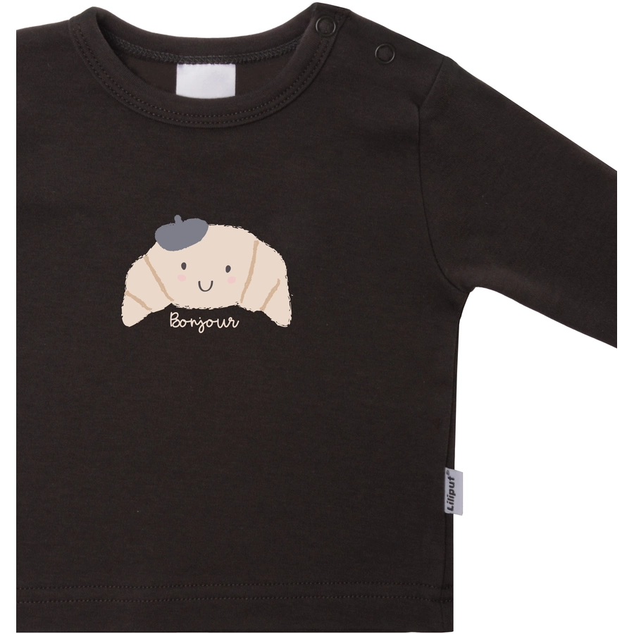 Liliput Langarmshirt Croissant Bonjour anthrazit