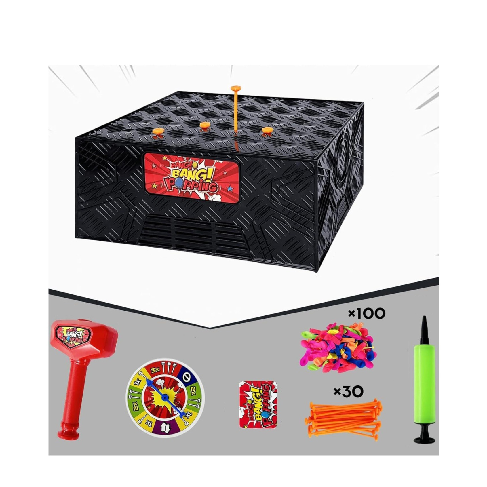 (155-tlg. Set) Whack A Balloon Luftballon Party Spiel Lustiges Gesellschaftsspiel Ballon Platzen Familien Tischspiel inkl. Luftpumpe
