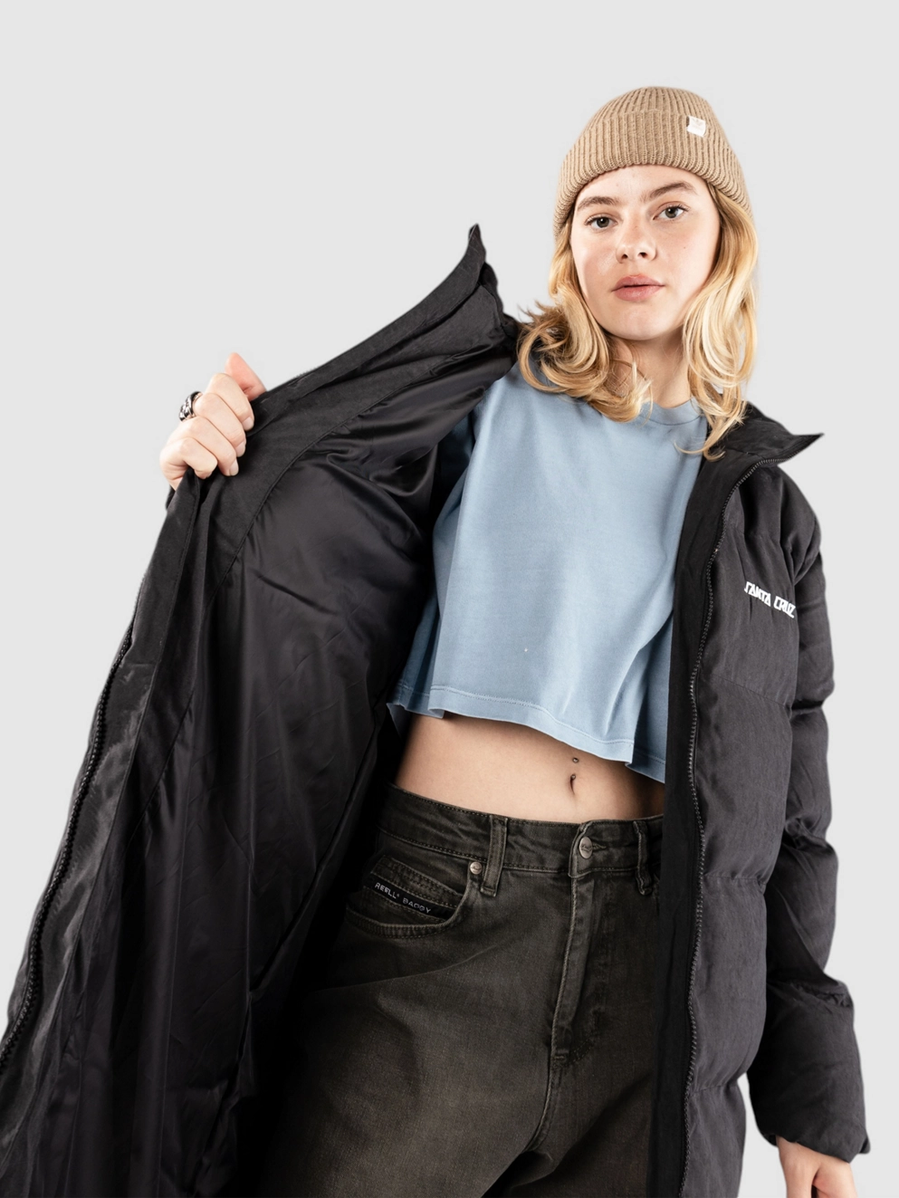 Santa Cruz Strip Long Quilted Jacket black