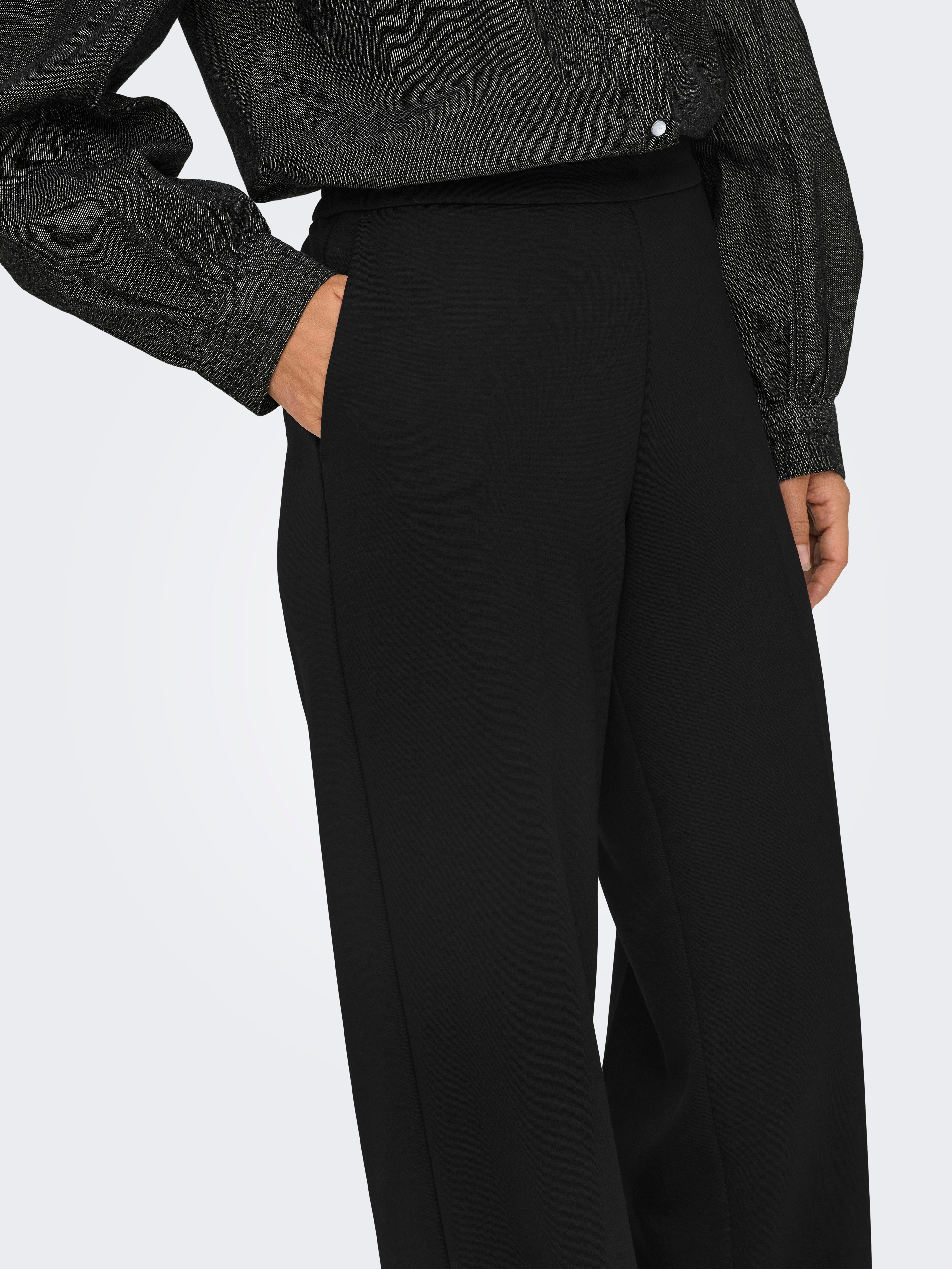 ONLPEACH Mittlere Taille Gerade geschnitten Gestrickte Hose Black