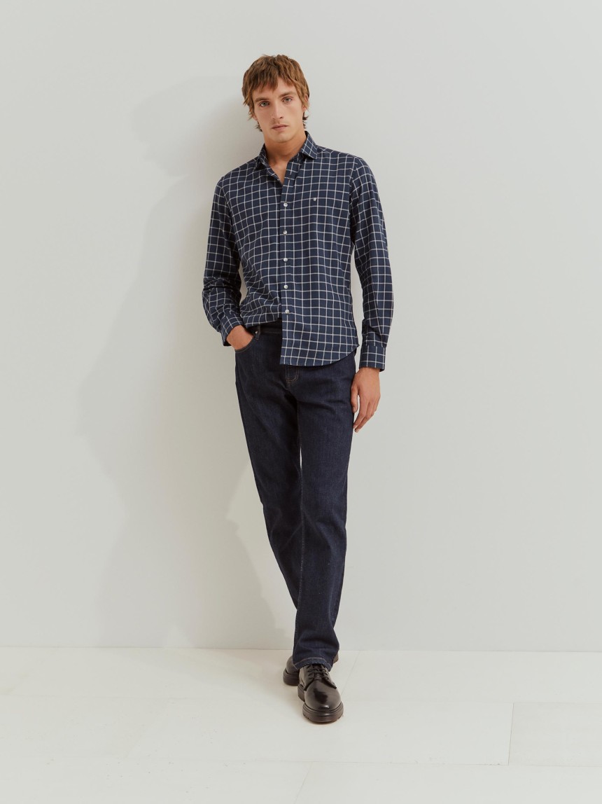 Camisa xadrez slim fit em algodão