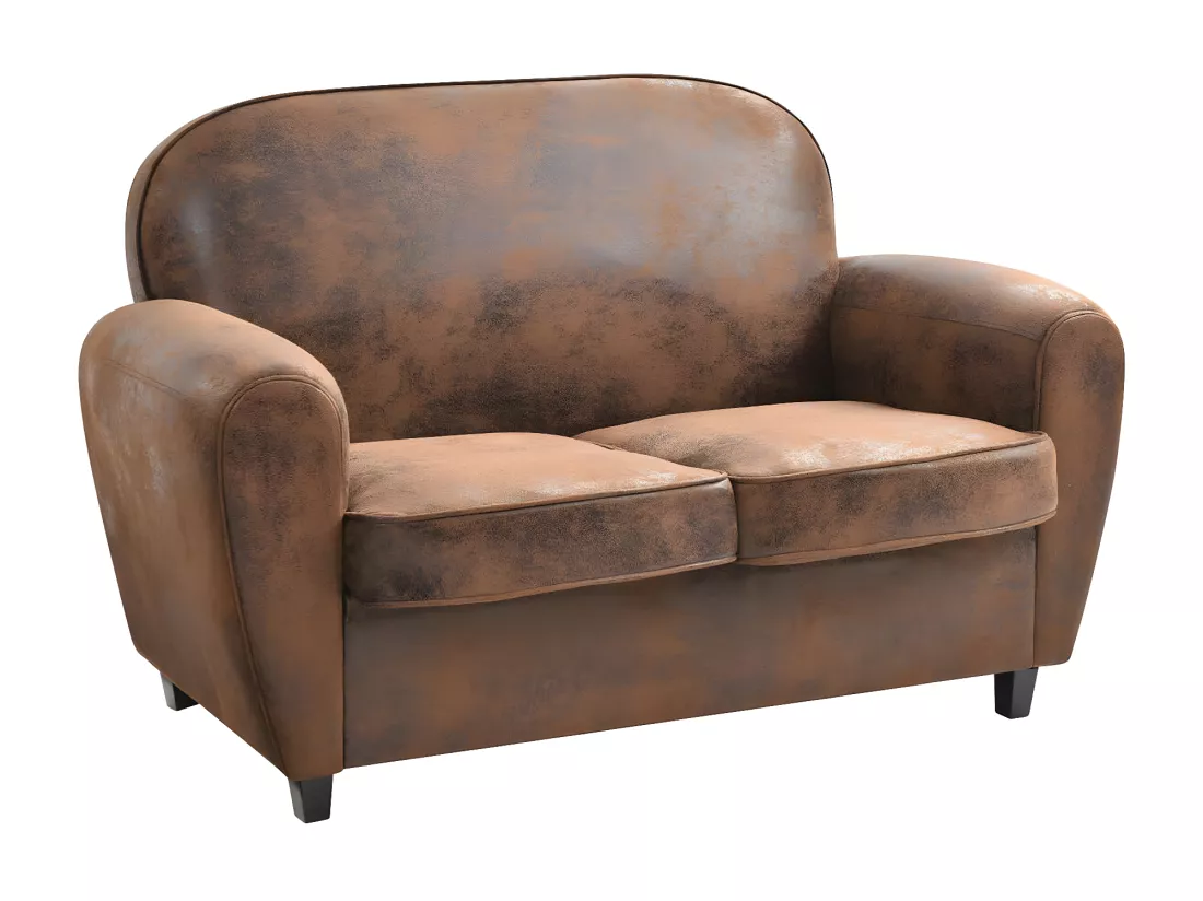 GANSSI - Ensemble Fauteuil + Canapé 2P Marron Aspect Vieilli