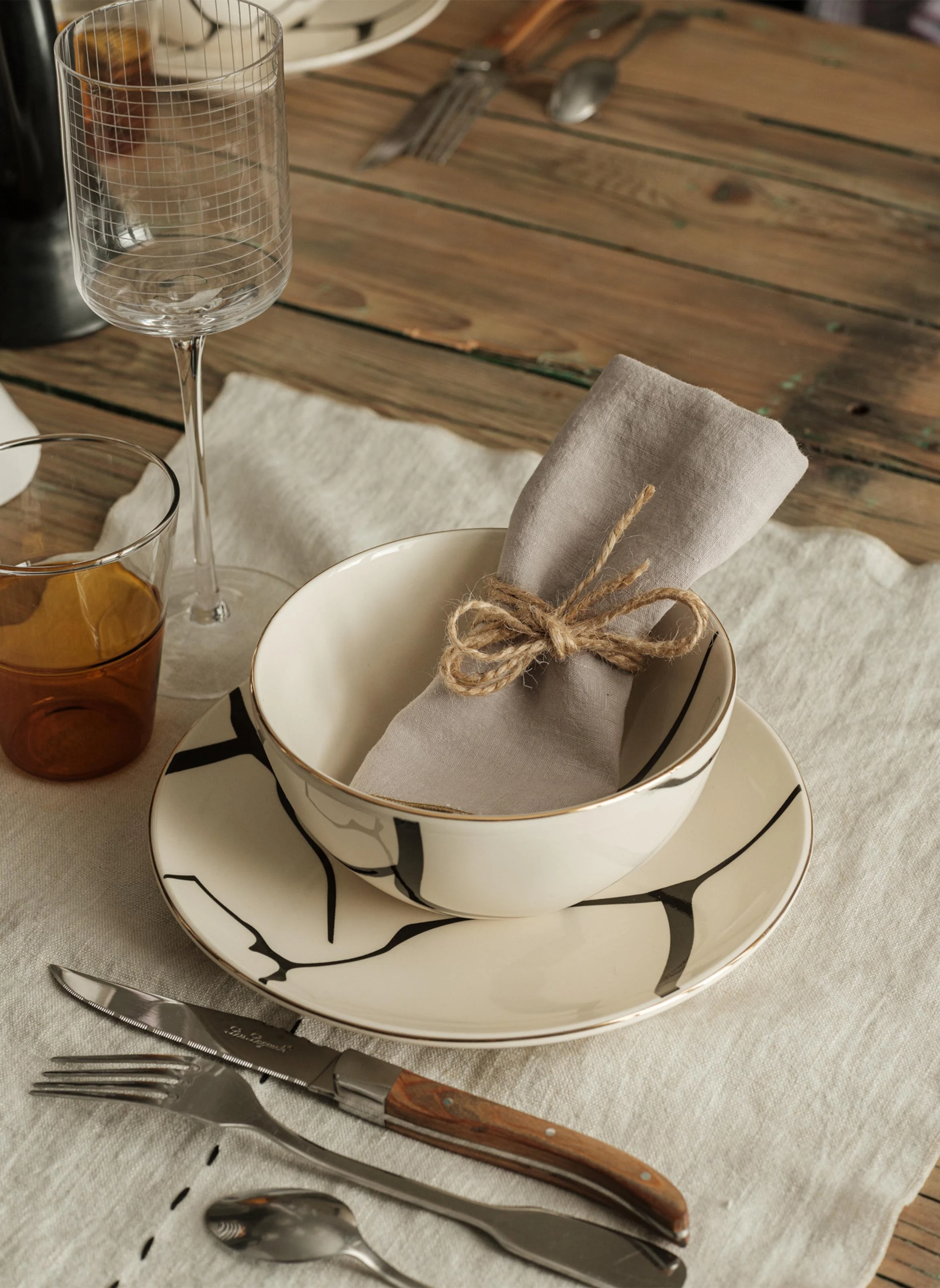 BJORK - Lot de 2 serviettes de table en lin | Violet