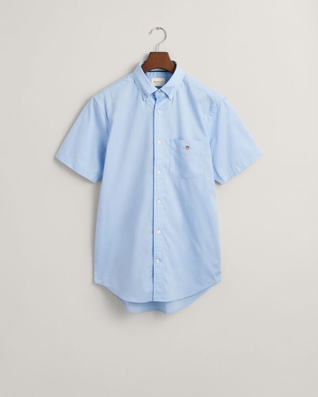 Short Sleeve Regular Fit Poplin Shield Shirt Blue