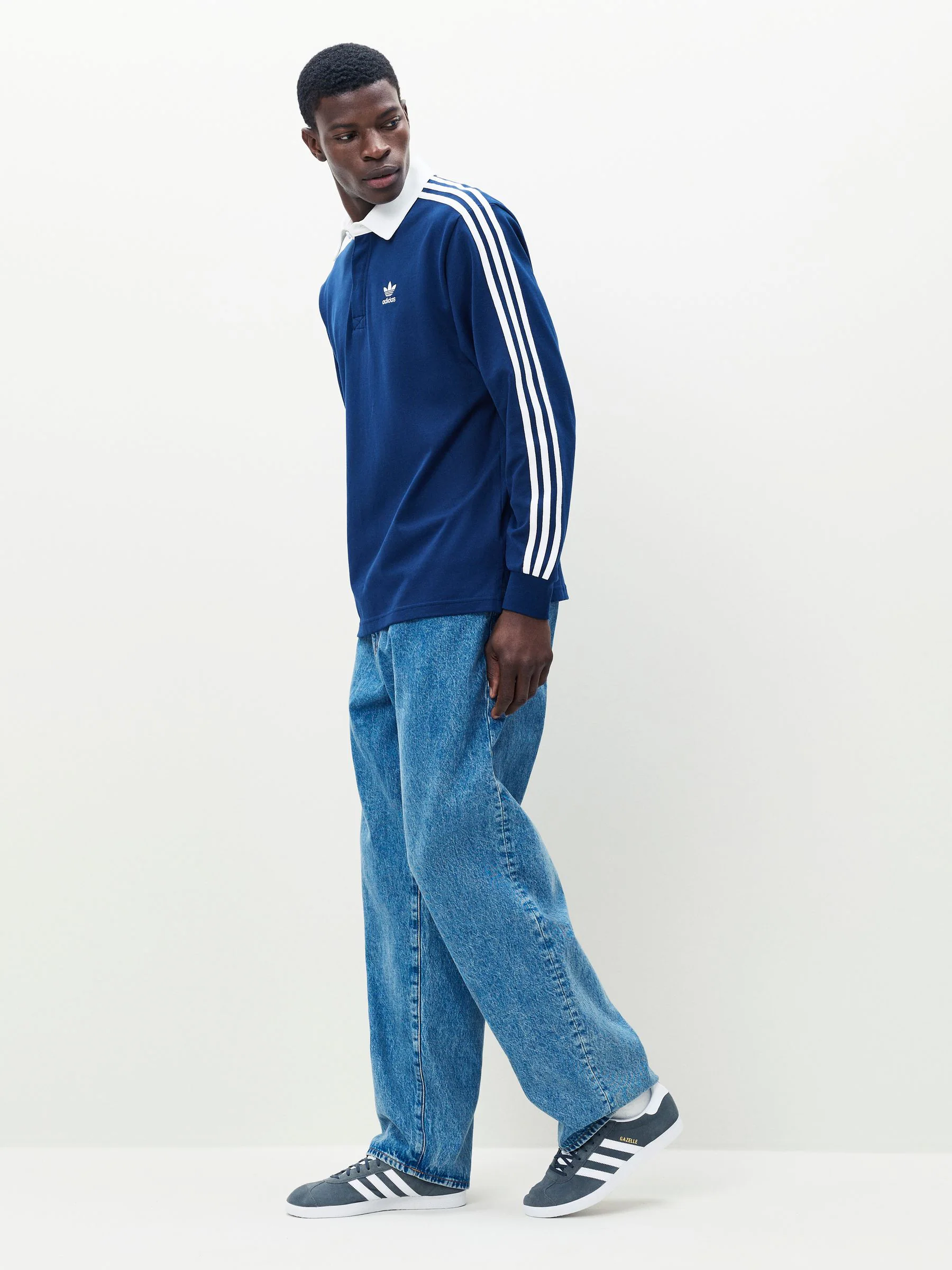 Blauw - adidas Originals Adicolor Rugby poloshirt