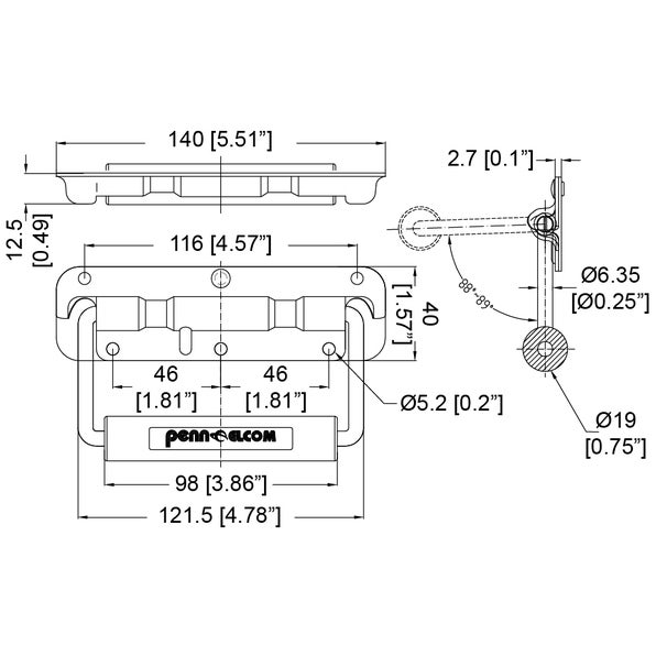Penn Elcom H1053k opbouwhandgreep met veer zwart