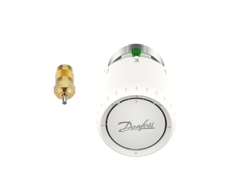 Danfoss Smarter Thermostat Aveo, RA/V Thermostatischer Kopf mit Stopfbuchse für Danfoss RA/V-Ventile
