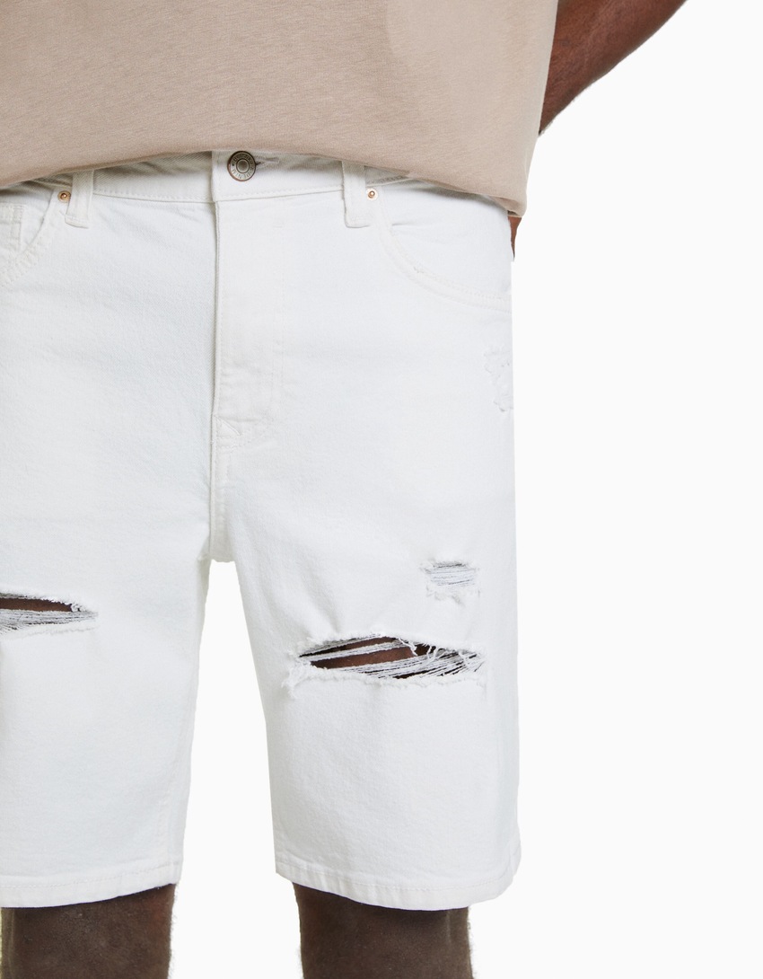 Bermuda jeans rasgada
