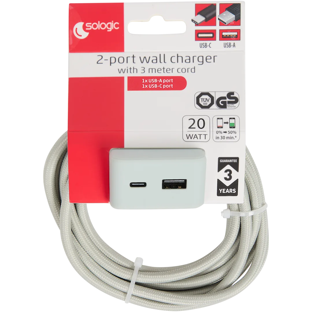 Sologic 2-poorts wandlader 20 watt | diverse kleuren