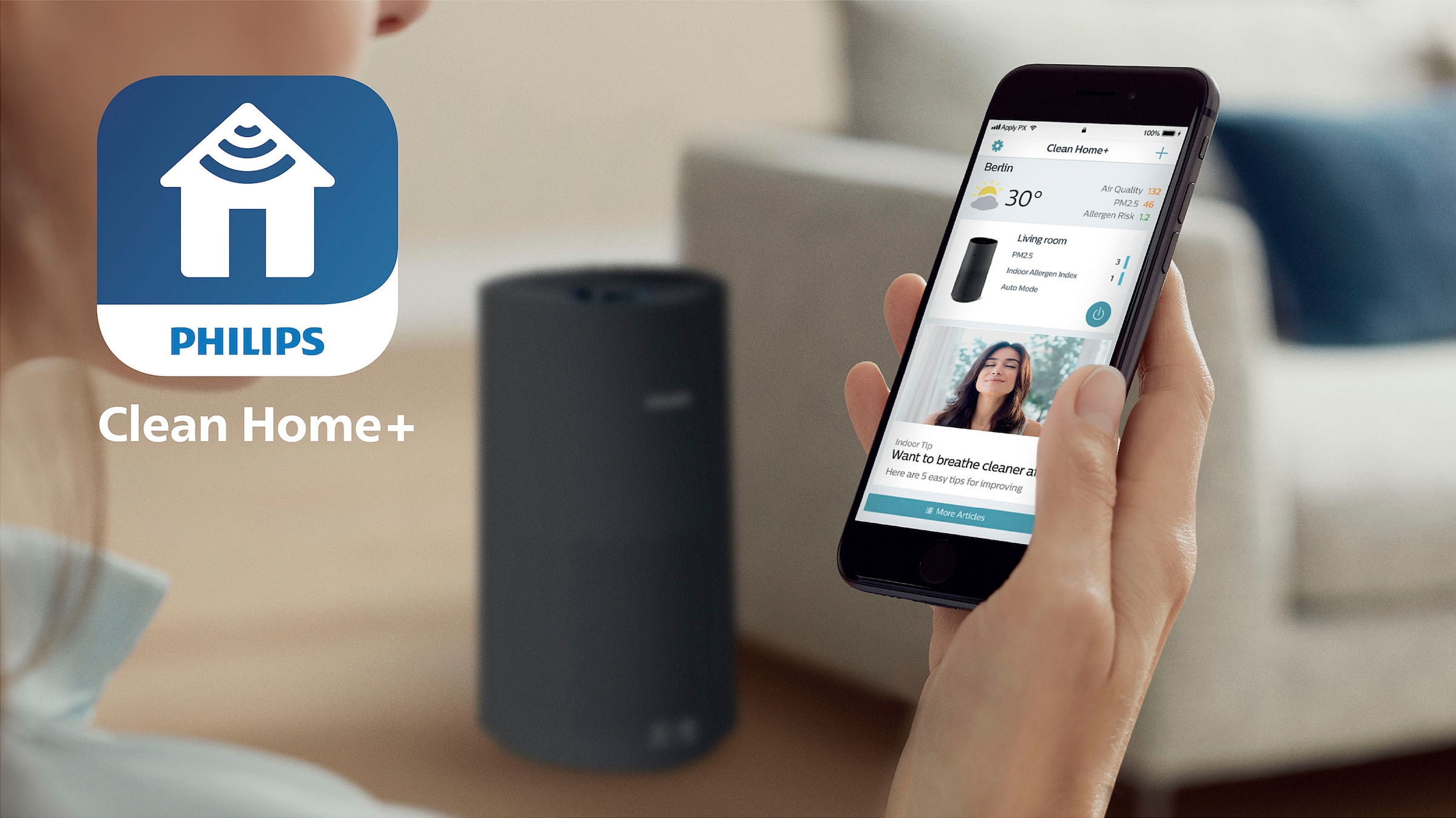 Philips Luftreiniger »AC1715/11 1000i Serie« für 78 qm Räume mit App-Anbindung und für Allergiker geeignet